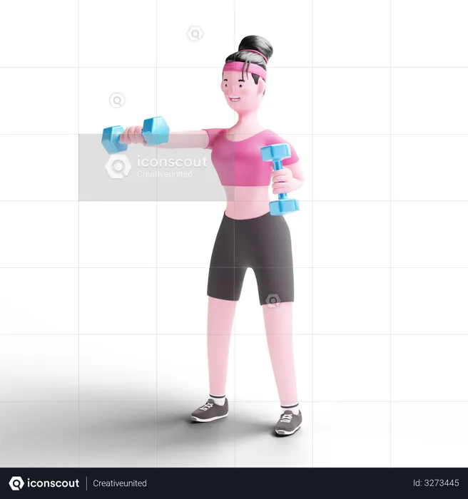Female Lifting Dumbells  3D Illustration