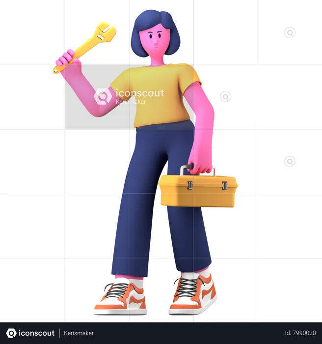 Female mechanic  3D Illustration