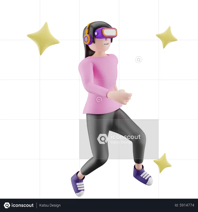 Female metaverse concept with VR glasses  3D Illustration