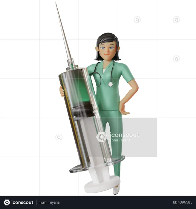 Female nurse holding injection  3D Illustration