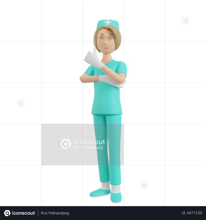 Female Nurse Showing thumbs up  3D Illustration