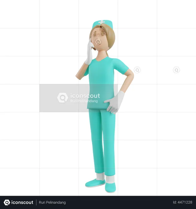 Female Nurse Thinking something  3D Illustration