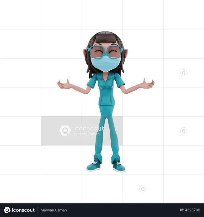 Female Nurse with wide open arms  3D Illustration