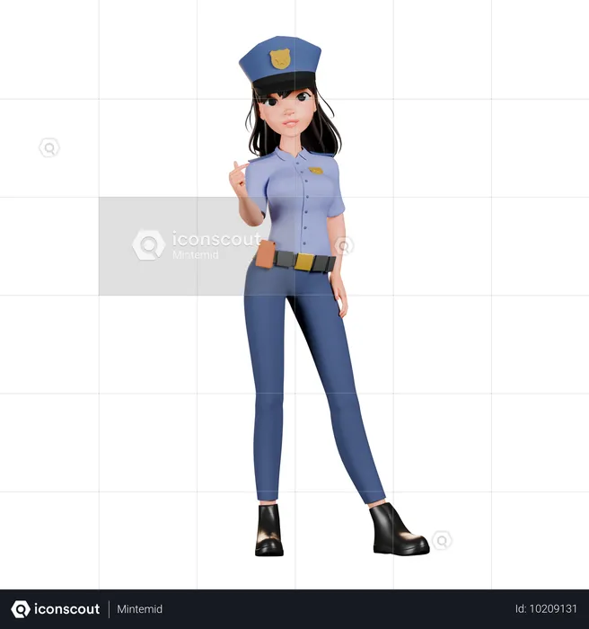 愛情表現をする女性警察官  3D Illustration