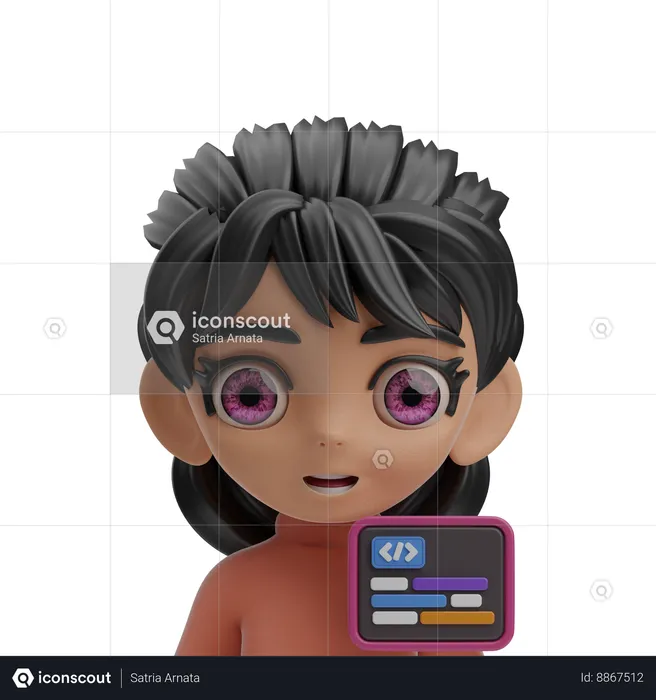 Female Programmer  3D Icon