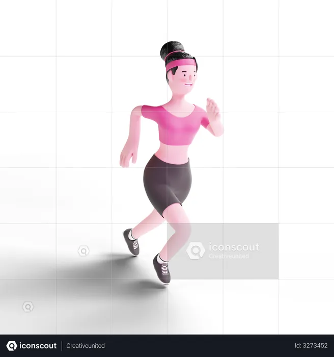 Female runner doing sprint  3D Illustration