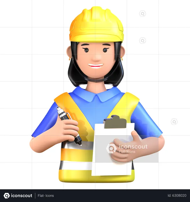 Female Safety Inspector  3D Icon