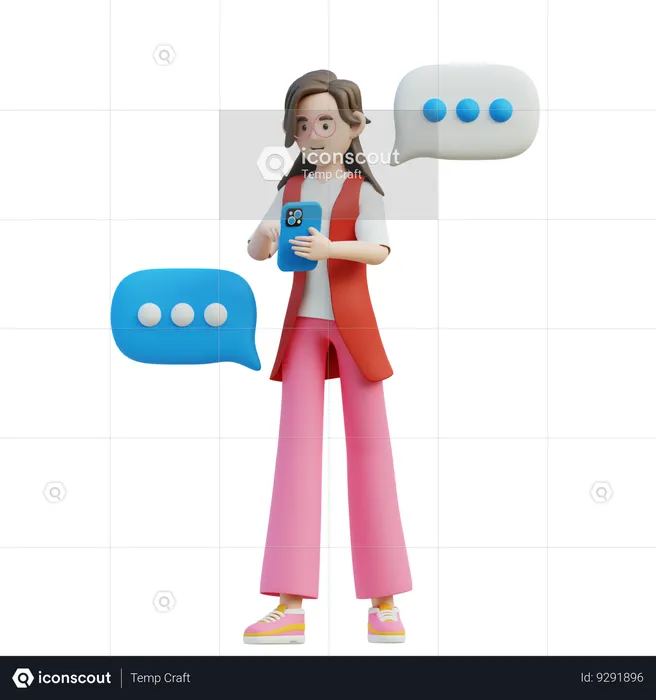 Female Send Messages  3D Illustration