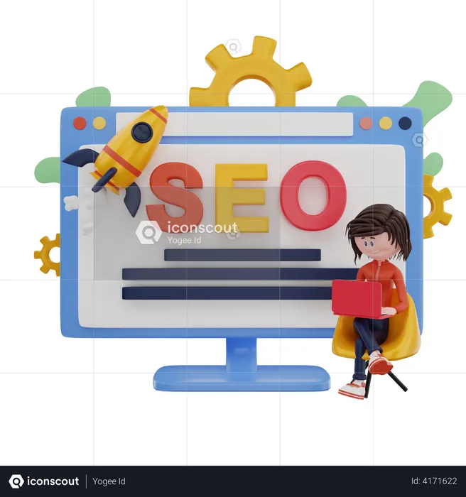 Female SEO Analyzer  3D Illustration