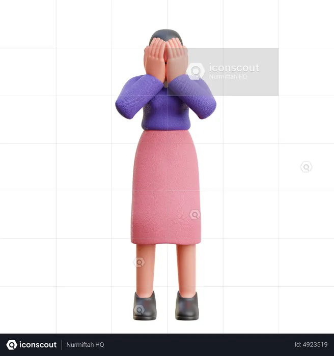 Female Shame Or Sad Pose  3D Illustration