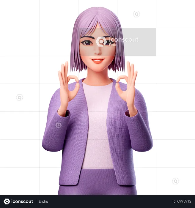 Female Showing Ok Gesture  3D Illustration