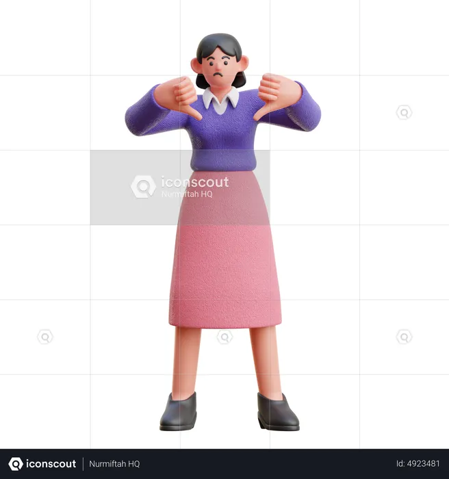 Female showing Thumbs Down  3D Illustration