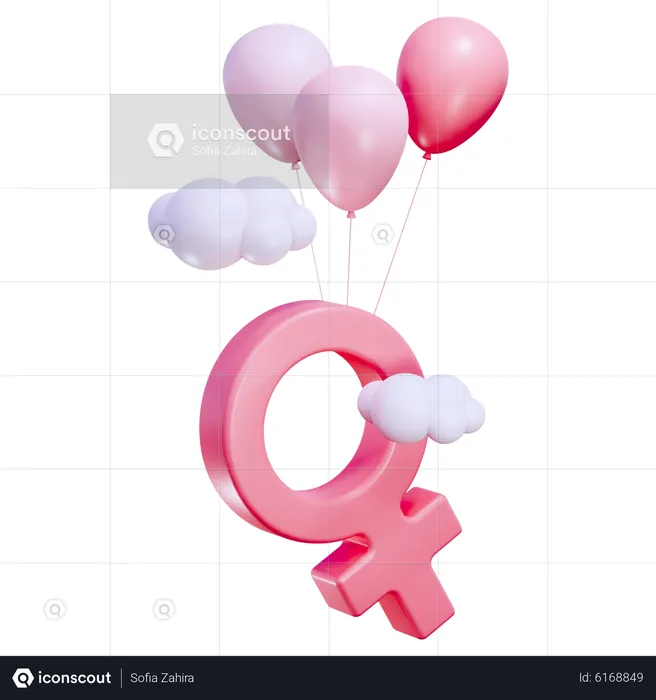 Female Sign with Balloons  3D Icon