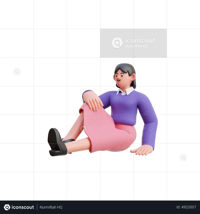 Female Sitting Down Relax  3D Illustration