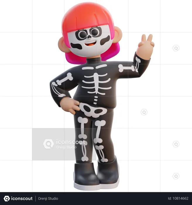 Female Skeleton Costume  3D Illustration