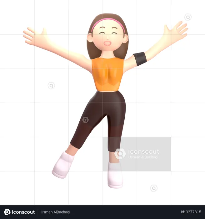 Female Sportsperson doing exercise  3D Illustration