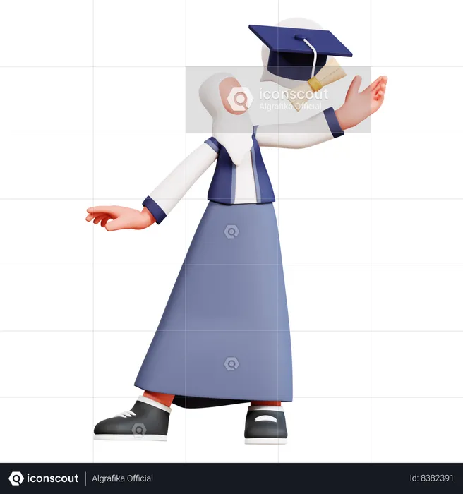 Female Student Getting Graduation Degree  3D Illustration