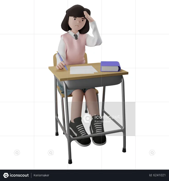Female student giving exam  3D Illustration