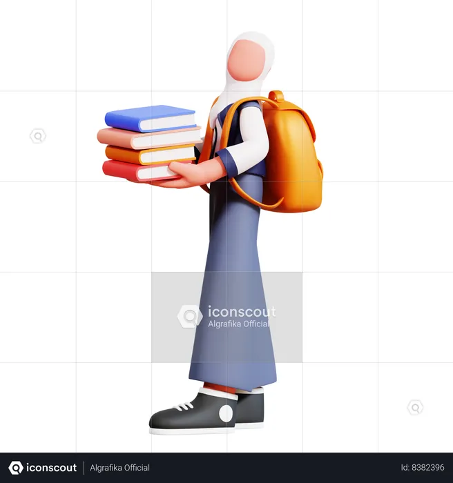 Female Student Holding Books  3D Illustration