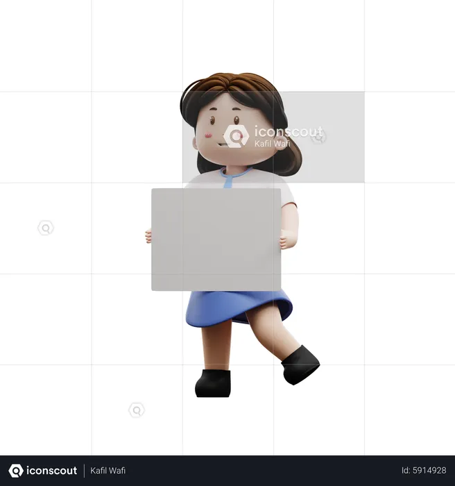 Female student with blank paper  3D Illustration