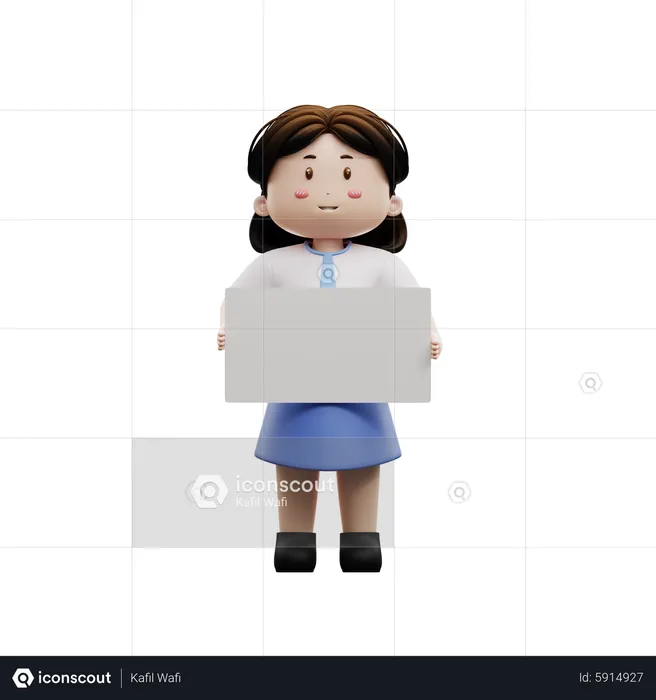 Female student with blank paper  3D Illustration
