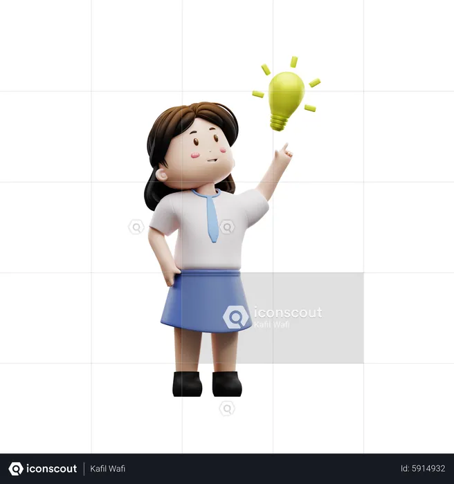 Female student with idea  3D Illustration