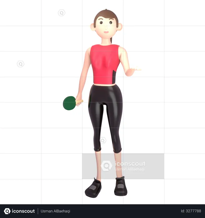 Female table tennis player  3D Illustration