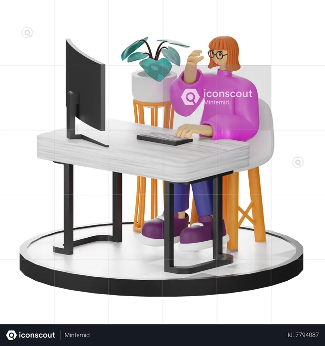 Female Talking On Mobile  3D Illustration