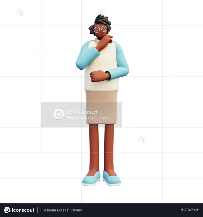 Female Teacher Giving Standing Pose  3D Illustration