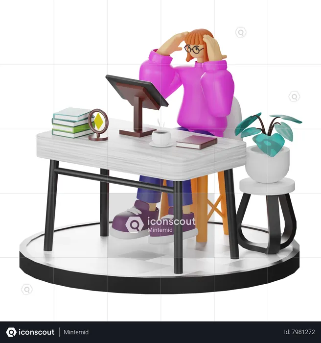 Female Thinking Of Ideas At Work  3D Illustration