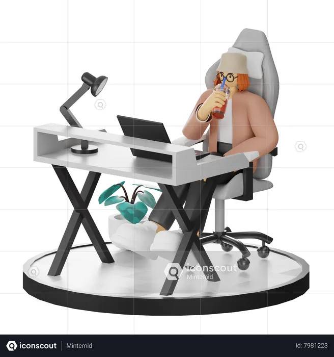 Female Thinking Of Ideas At Work  3D Illustration