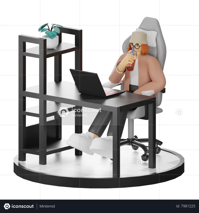 Female Thinking Of Ideas At Work  3D Illustration