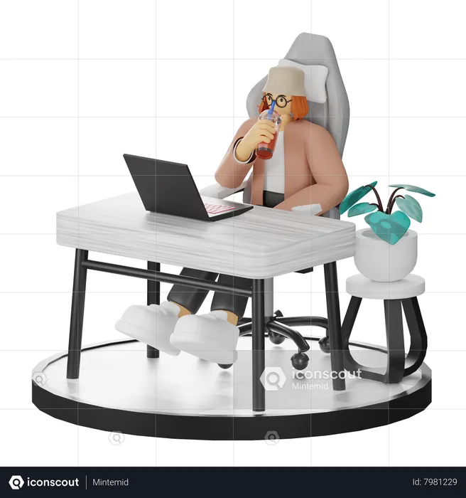 Female Thinking Of Ideas At Work  3D Illustration