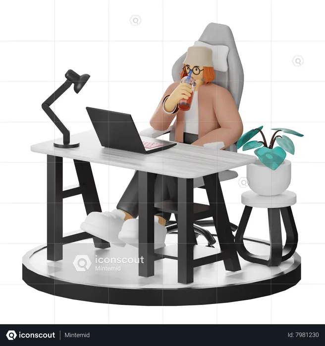 Female Thinking Of Ideas At Work  3D Illustration