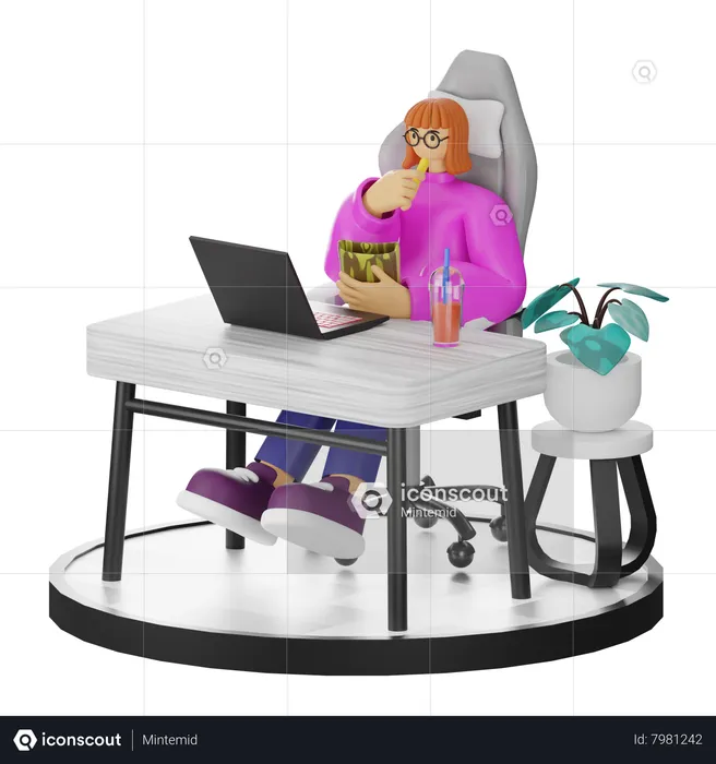 Female Thinking Of Ideas At Work  3D Illustration