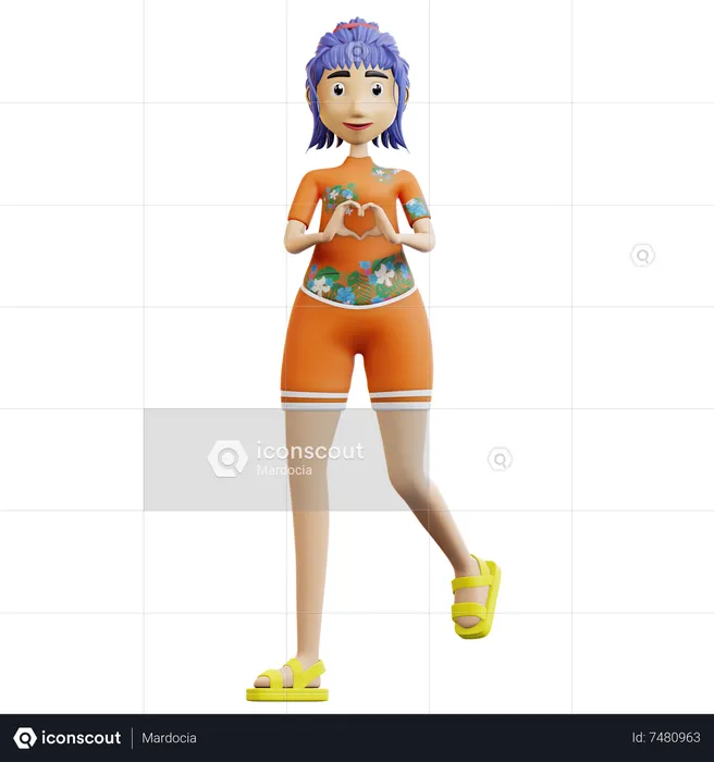 Female tourist  3D Illustration