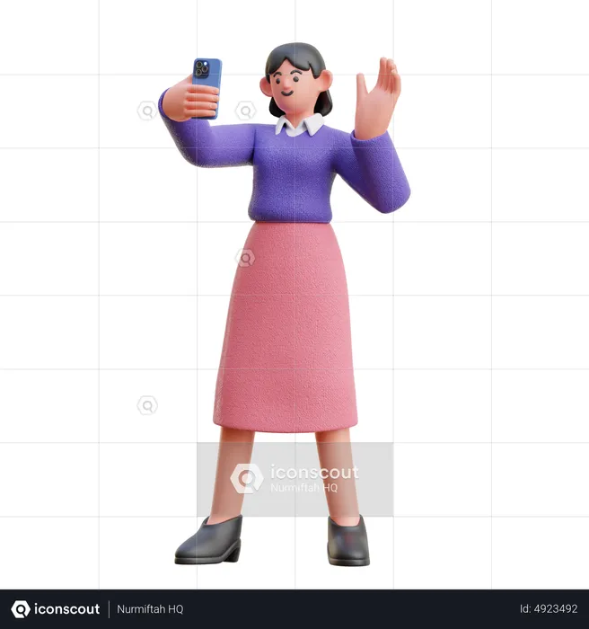 Female Video Call With Smartphone  3D Illustration