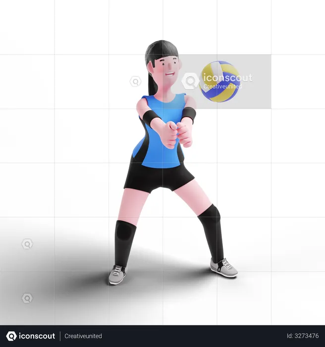 Female Volleyball player playing  3D Illustration