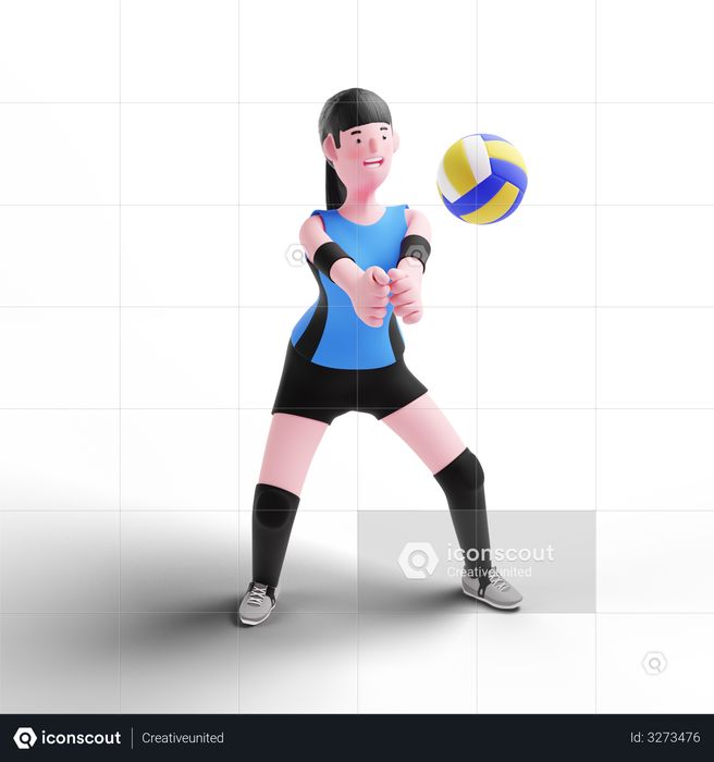 Premium Female Volleyball player playing 3D Illustration download in ...