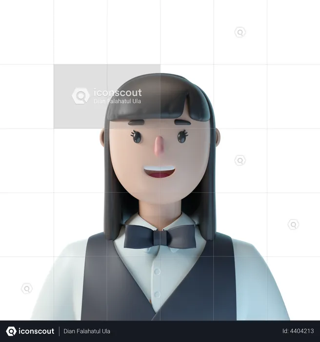 Female Waiter  3D Illustration