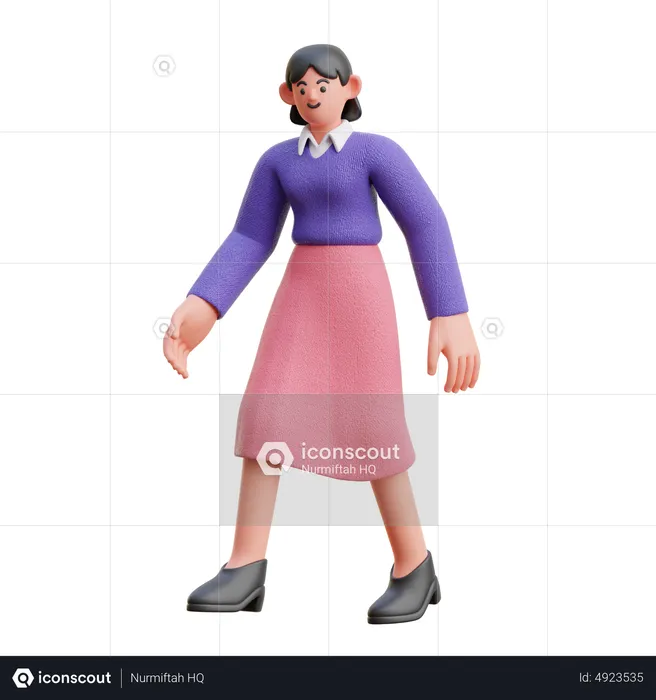 Female Walking pose  3D Illustration