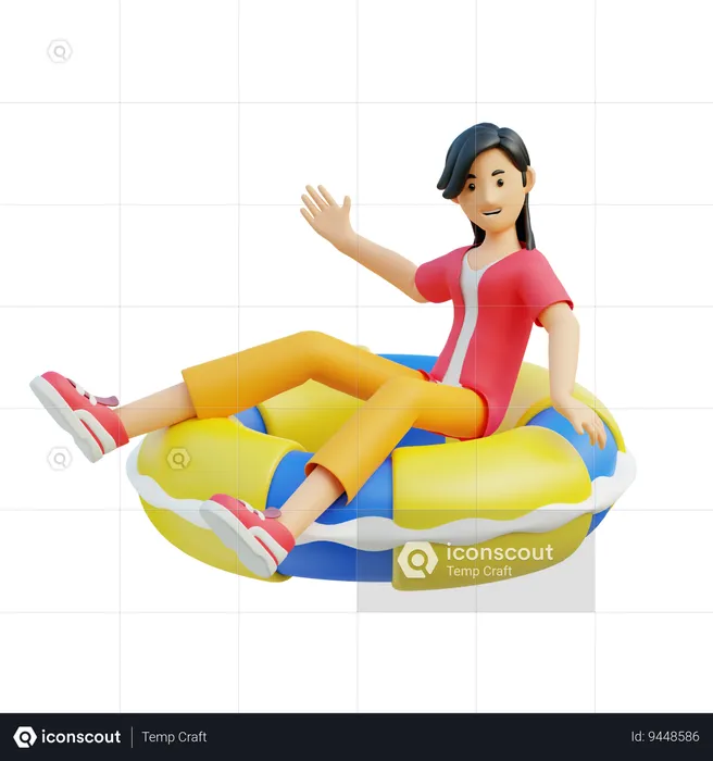 Female With Floating Ring  3D Illustration