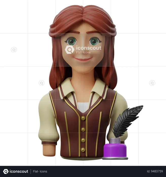 Female Writer  3D Icon