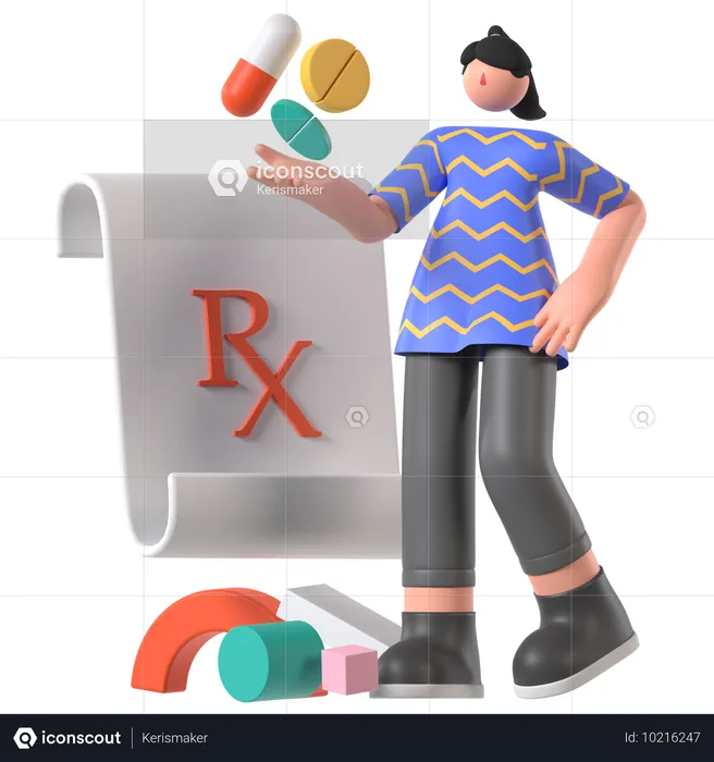 Une femme achète des médicaments dans une pharmacie  3D Illustration