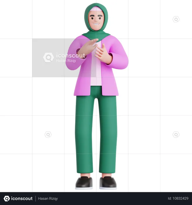 Femme applaudissant  3D Illustration