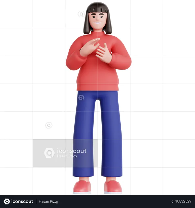 Femme applaudissant  3D Illustration