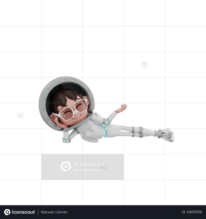 Astronaute féminine allongée dans l'espace  3D Illustration