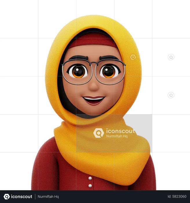 Femme avec hijab avec des lunettes  3D Icon