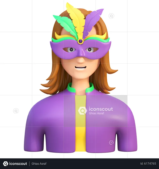 Femme avec masque de carnaval  3D Icon