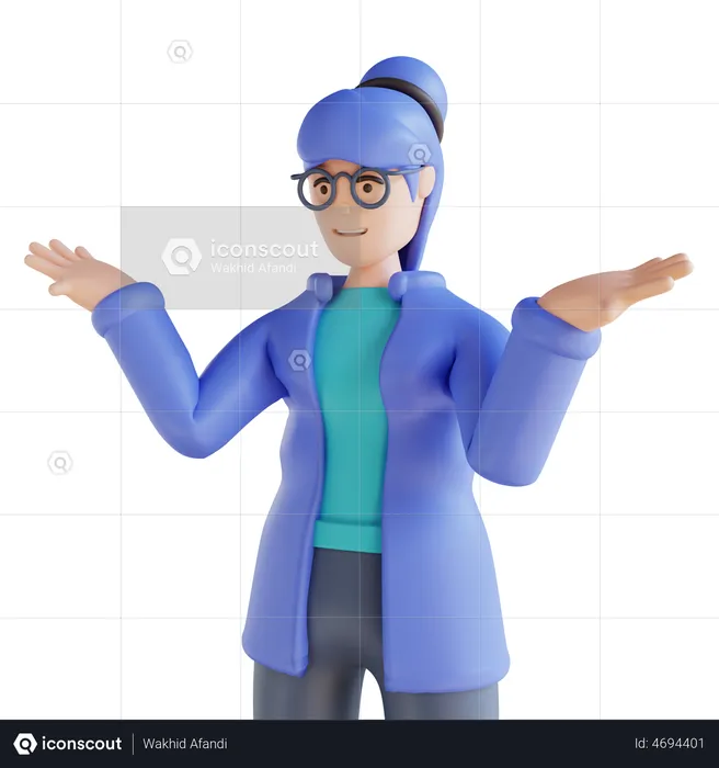 Femme avec des gestes de la main ne connais pas  3D Illustration